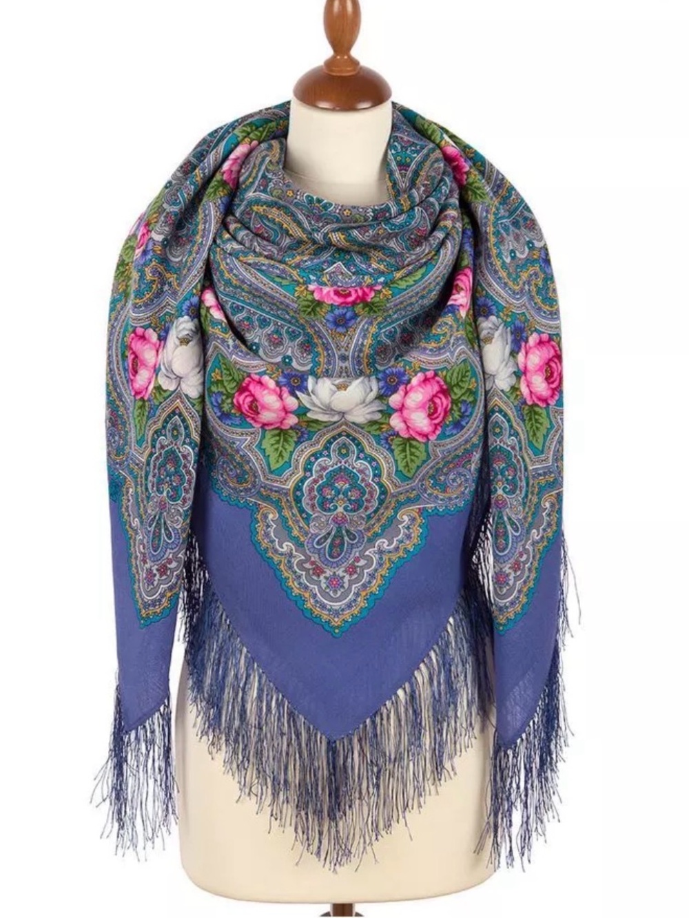 Beautiful Russian Shawl Merino Wool Silk Fringe